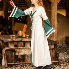 Viking Dress - Long Sleeves in Natural and Green with Lacing-2-Viking Warrior