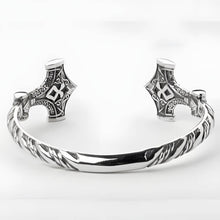 Mjolnir Rune Hammer Open Cuff Viking Bracelet