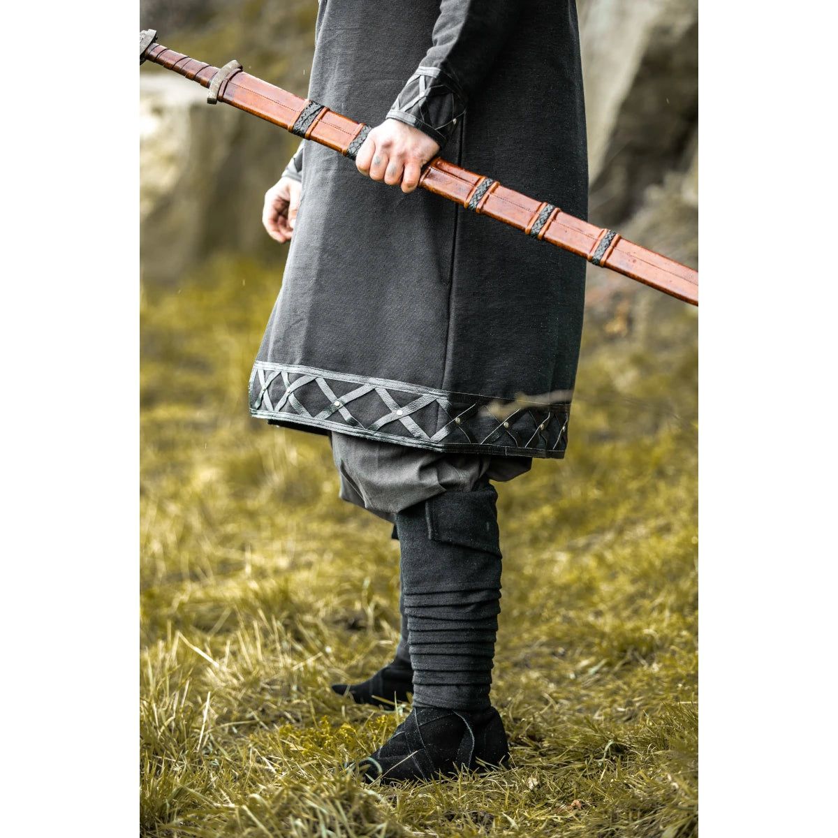 leather trim border viking tunic 