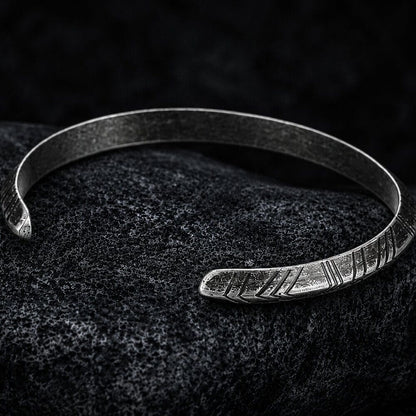 Nordic Tyr Arrow Cuff Bracelet | Engraved Open Band