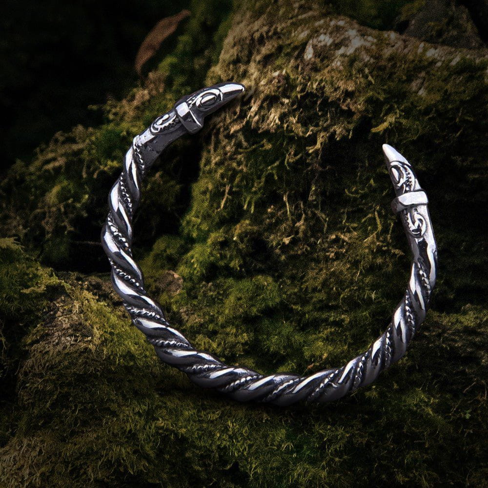 Nordic Viking Raven Arm Ring Torc Bracelet