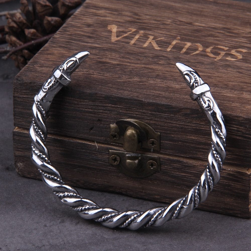 Nordic Viking Raven Arm Ring Torc Bracelet