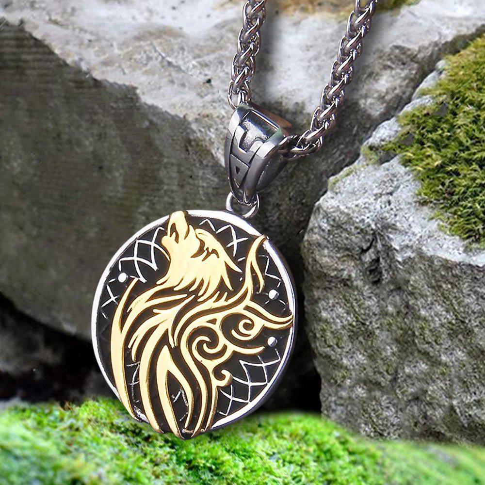 Nordic Viking Stainless Steel Wolf Necklace-1