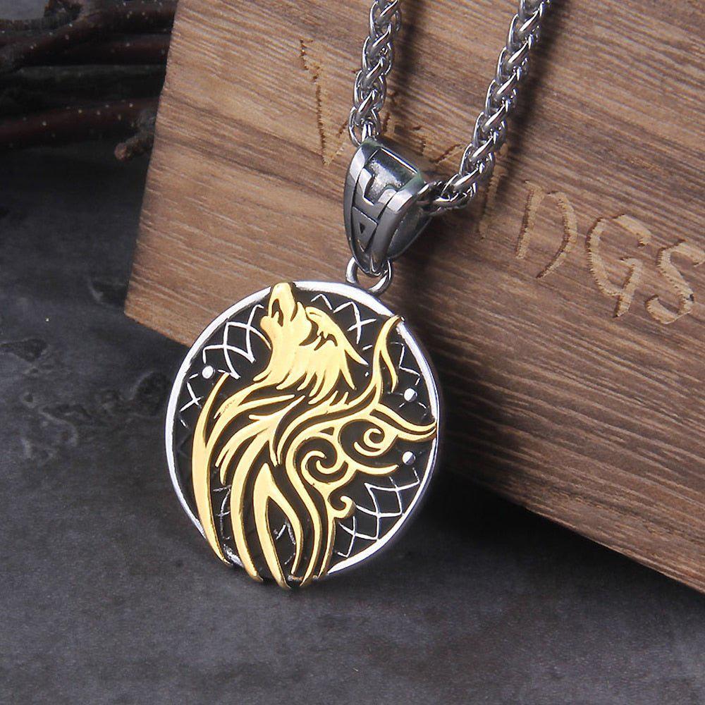 Nordic Viking Stainless Steel Wolf Necklace-2
