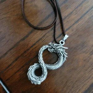 Norse Dragon Necklace - Gold and Silver Jörmungandr Steel Necklace-7