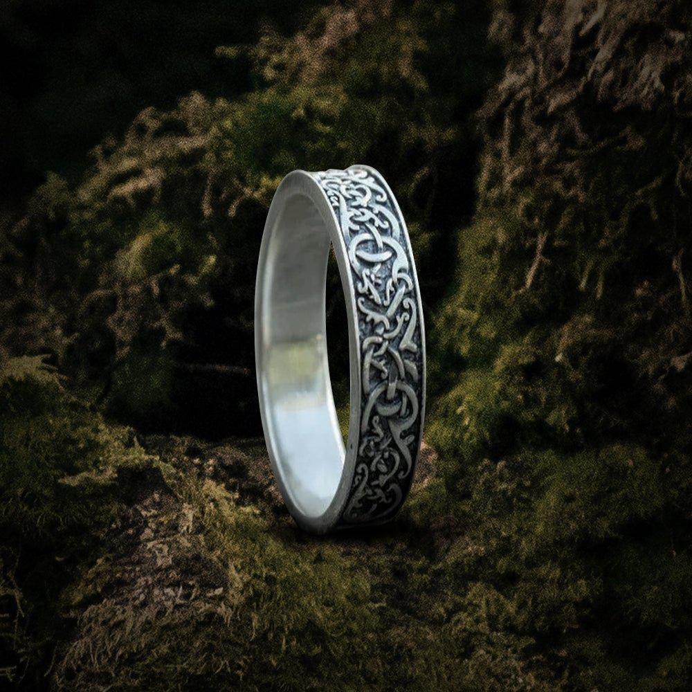 Norse Ornament Ring Sterling Silver Handcrafted Jewelry-1