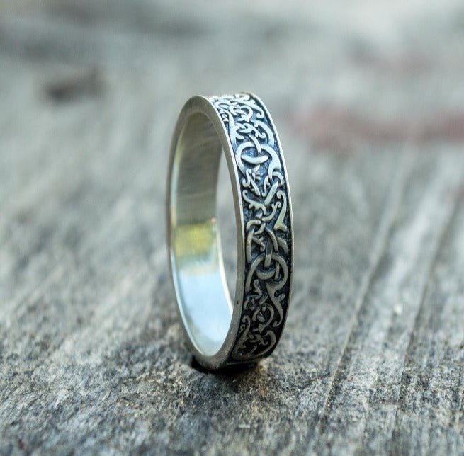 Norse Ornament Ring Sterling Silver Handcrafted Jewelry-2