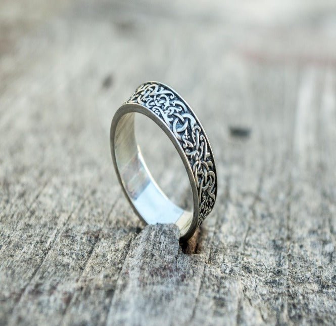 Norse Ornament Ring Sterling Silver Handcrafted Jewelry-3
