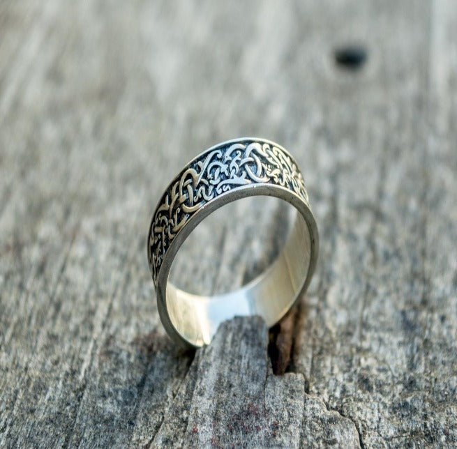 Norse Ornament Ring Sterling Silver Handcrafted Jewelry-4