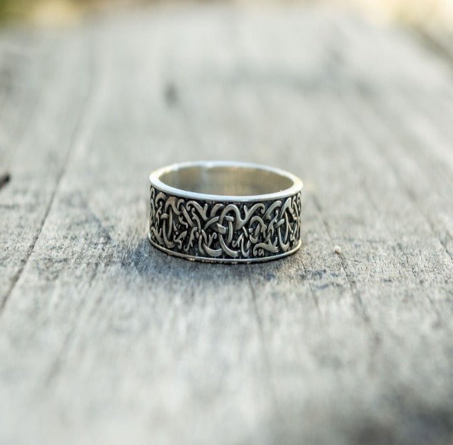 Norse Ornament Ring Sterling Silver Handcrafted Jewelry-6