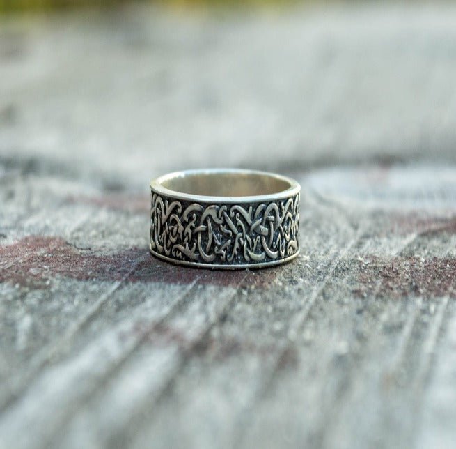 Norse Ornament Ring Sterling Silver Handcrafted Jewelry-7