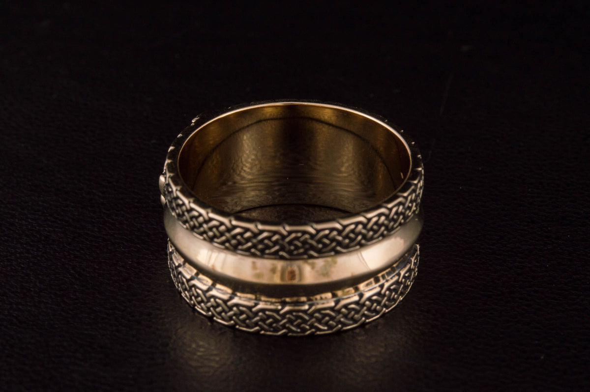 Norse Ornament Ring with Wolves Bronze Viking Jewelry-4