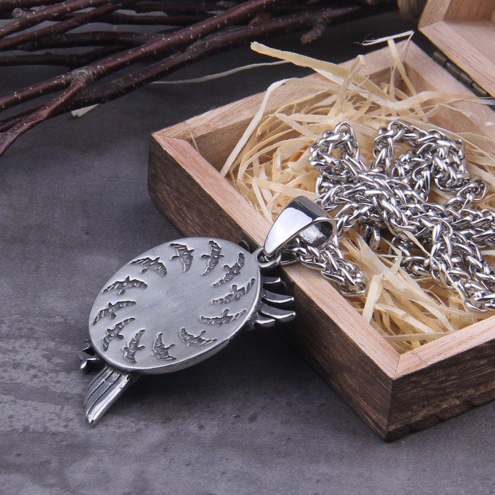 Norse Raven and Runes Seeker of Knowledge Talisman Necklace