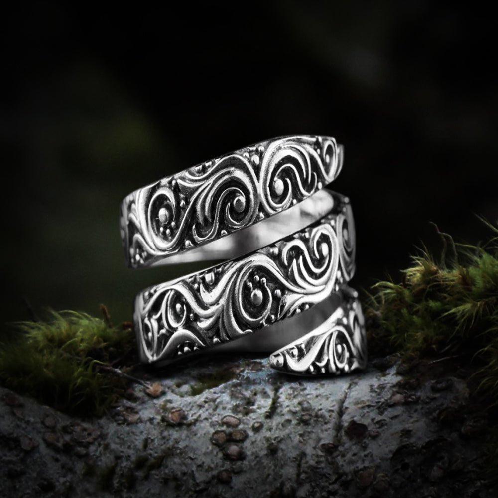 Norse Snake Style Spiral Ring in Sterling Silver-1