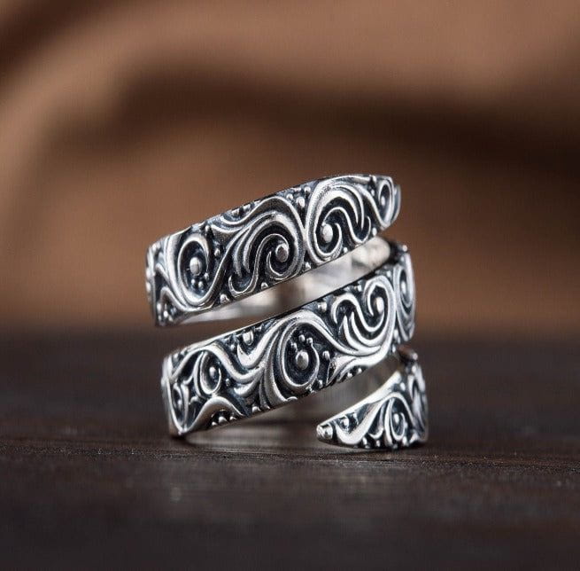 Norse Snake Style Spiral Ring in Sterling Silver-3