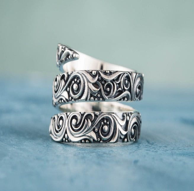 Norse Snake Style Spiral Ring in Sterling Silver-4