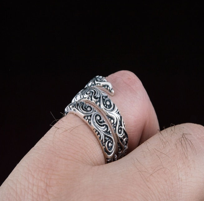 Norse Snake Style Spiral Ring in Sterling Silver-5