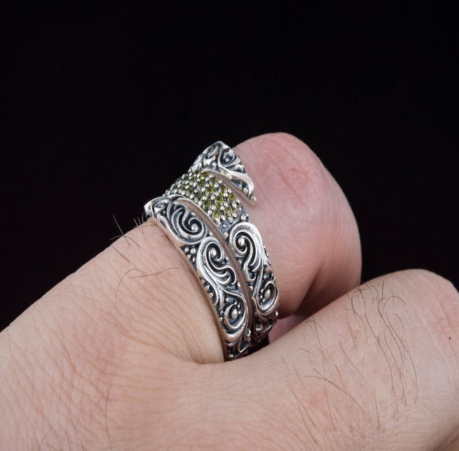 Norse Snake Style Spiral Ring in Sterling Silver-7