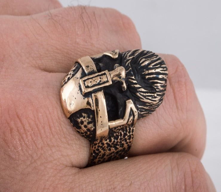 Odin Allfather Bronze Unique Viking Ring Norse Jewelry-8
