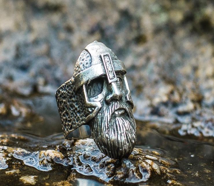 Odin Allfather Sterling Silver Unique Viking Ring Norse Jewelry-4