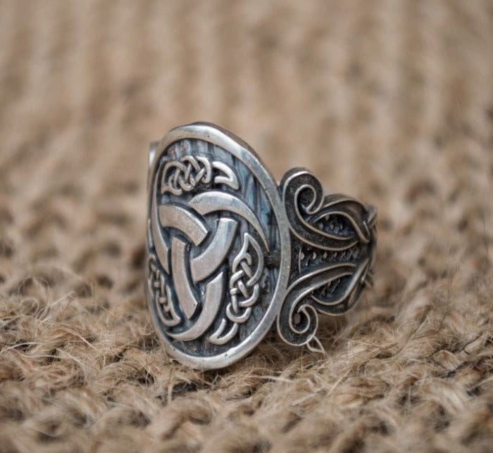 Odin Horn Symbol with Viking Ornament Sterling Silver Norse Jewelry-1