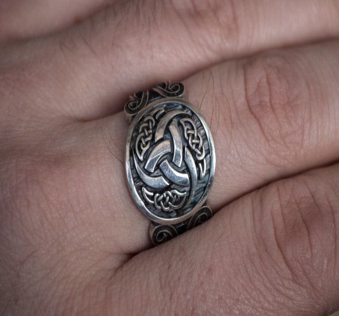 Odin Horn Symbol with Viking Ornament Sterling Silver Norse Jewelry-4