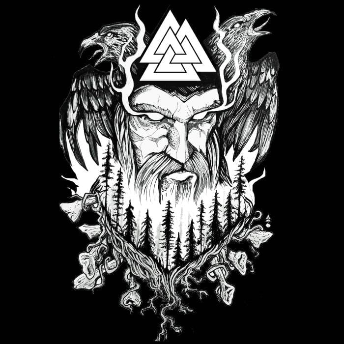 Odin Hugin and Munin Valknut Viking Shirt