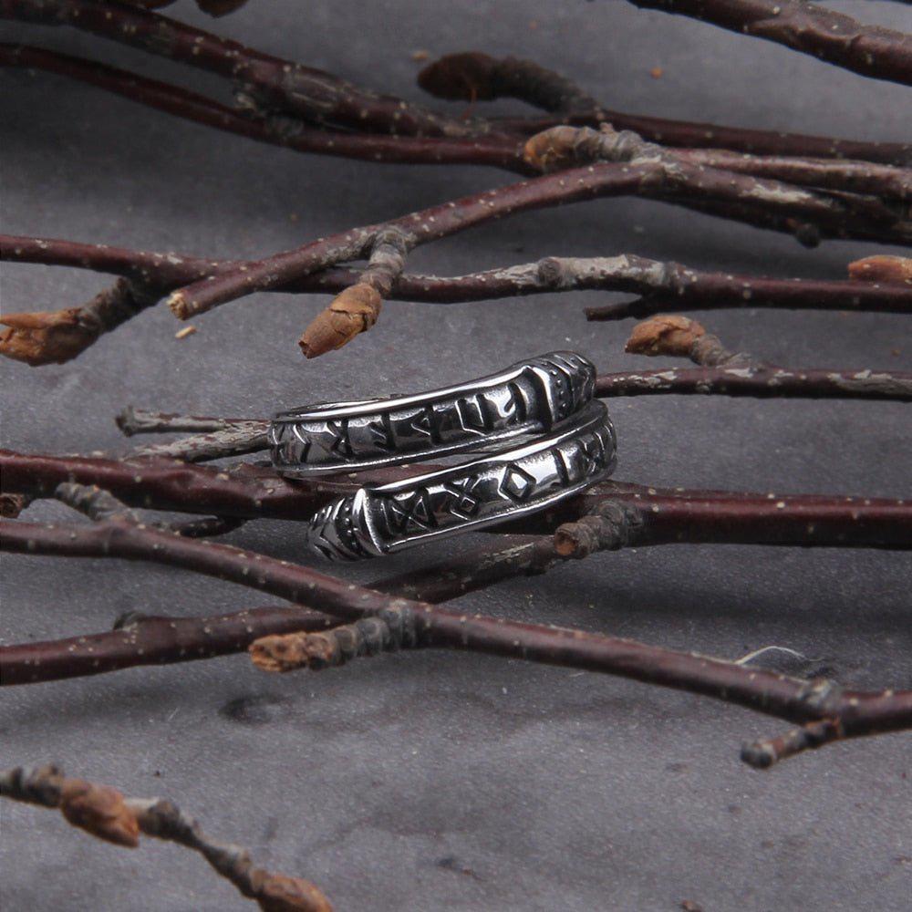Odins Prayer Midgard Serpent Futhark Rune Viking Ring