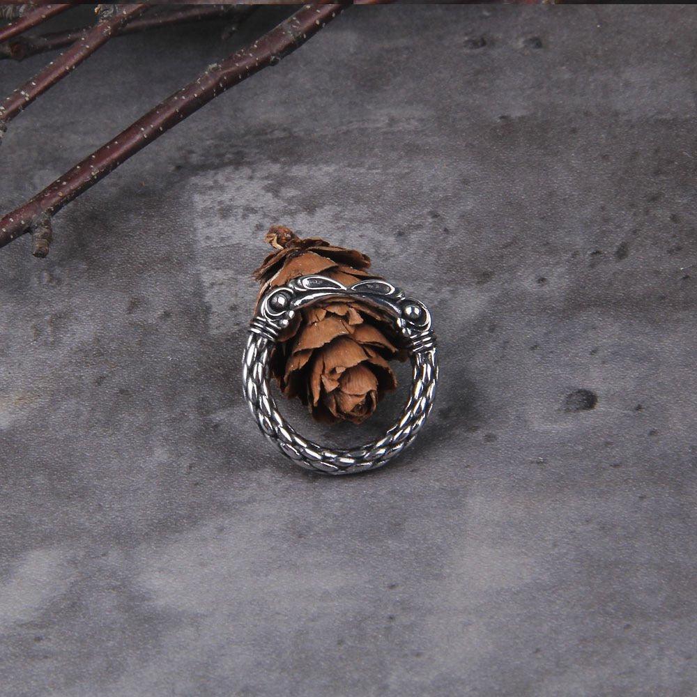 Odin's Ravens Hugin and Munin Torc Steel Ring