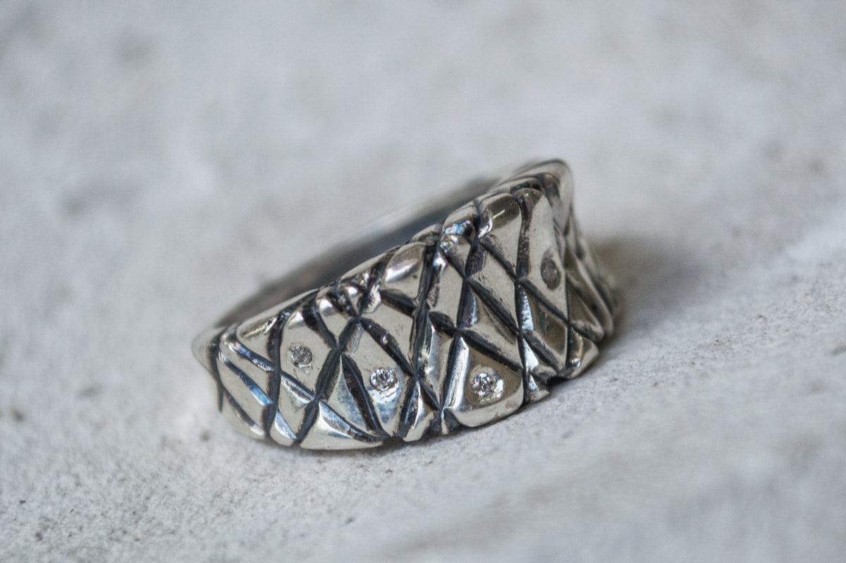 Ornament Ring with Cubic Zirconia Sterling Silver Unique Jewelry-5