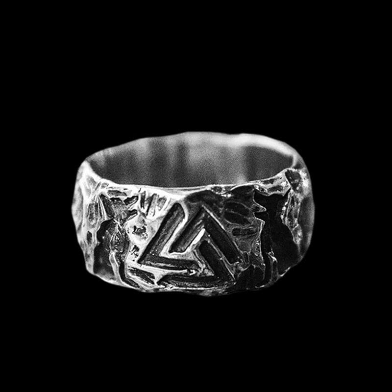 Pagan Viking Valknut And Wolves Hati And Skoll Ring