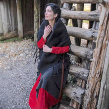 Black Wool Viking Stole with Fringes | Premium Wool Felt-1-Viking Warrior