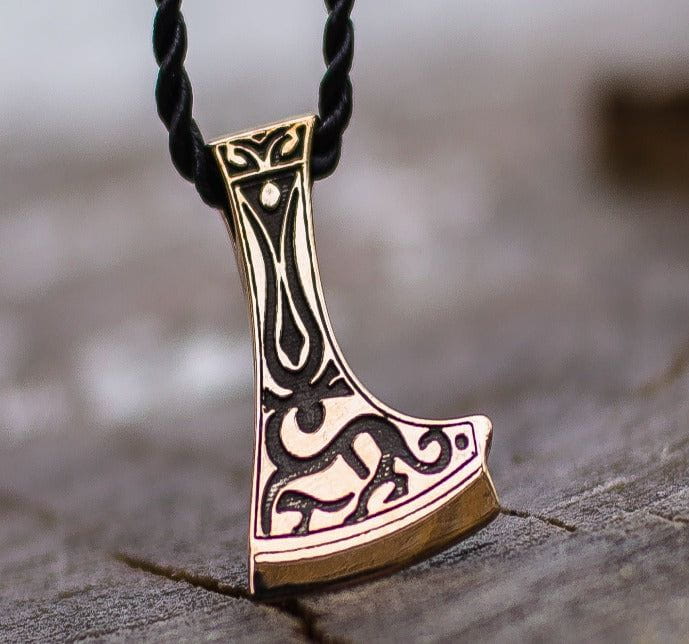 Perun&#39;s Axe Bronze Pendant with Deer Ornament-1