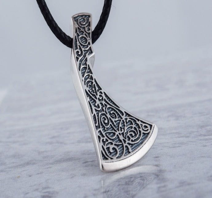 Perun&#39;s Axe Sterling Silver Necklace with Floral Ornament Reconstruction-1