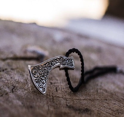 Perun's Axe Sterling Silver Pendant with Beautiful Ornament Reconstruction-2