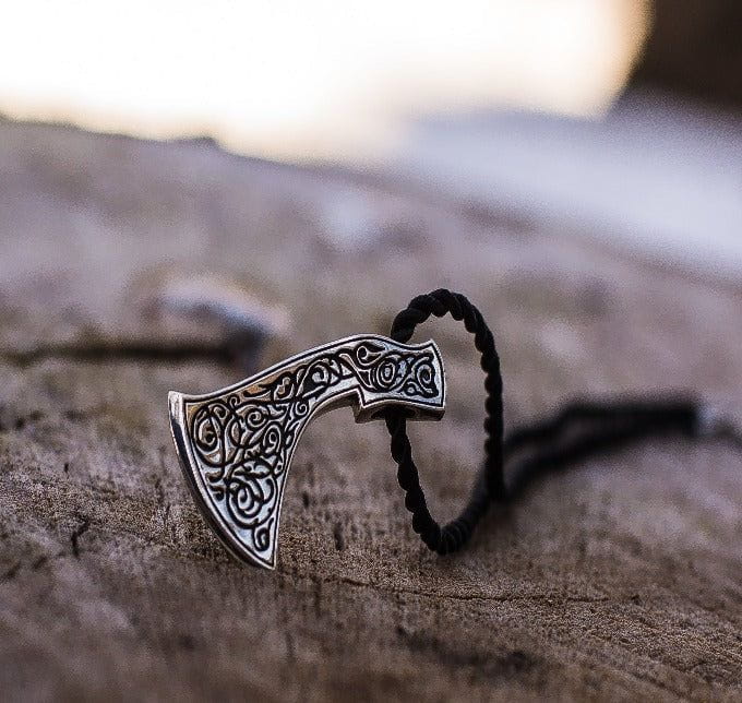 Perun&#39;s Axe Sterling Silver Pendant with Beautiful Ornament Reconstruction-2
