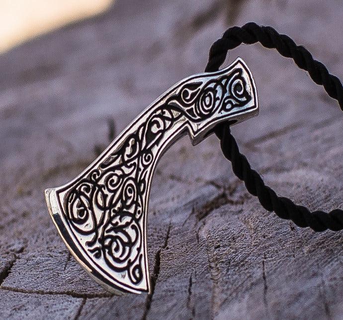 Perun&#39;s Axe Sterling Silver Pendant with Beautiful Ornament Reconstruction-3