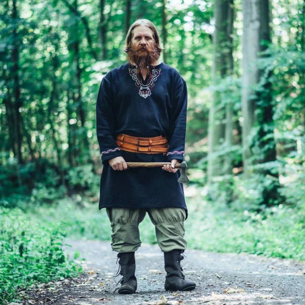 Premium Black Viking Pants Authentic Cut with Leg Lacing