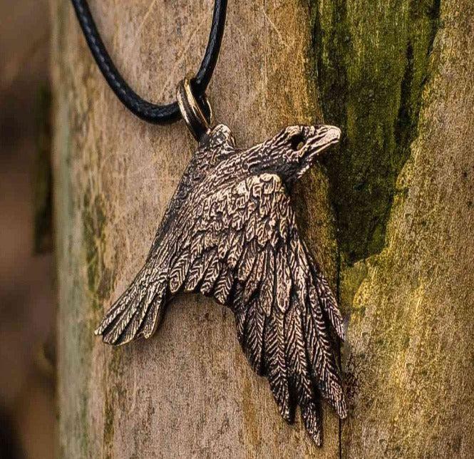 Raven Bronze Pendant Viking Amulet-1