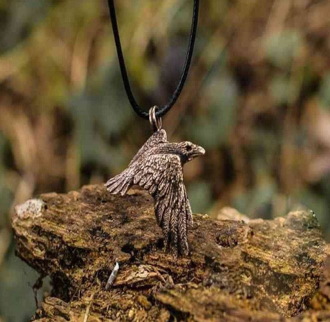 Raven Bronze Pendant Viking Amulet-2