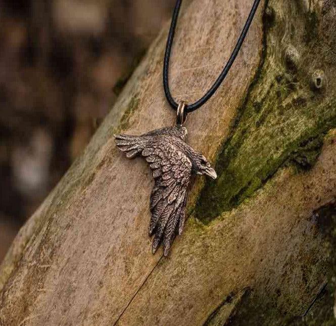 Raven Bronze Pendant Viking Amulet-4