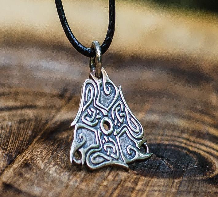 Raven Ornament Pendant Sterling Silver Viking Jewelry-1