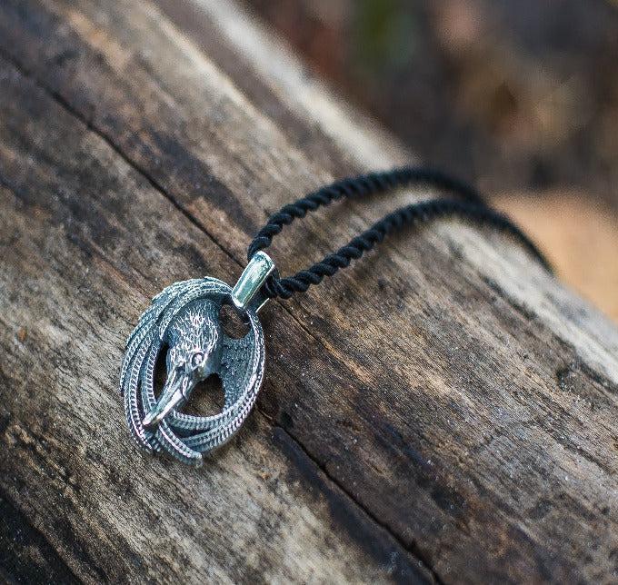 Raven Pendant Sterling Silver Viking Amulet-2