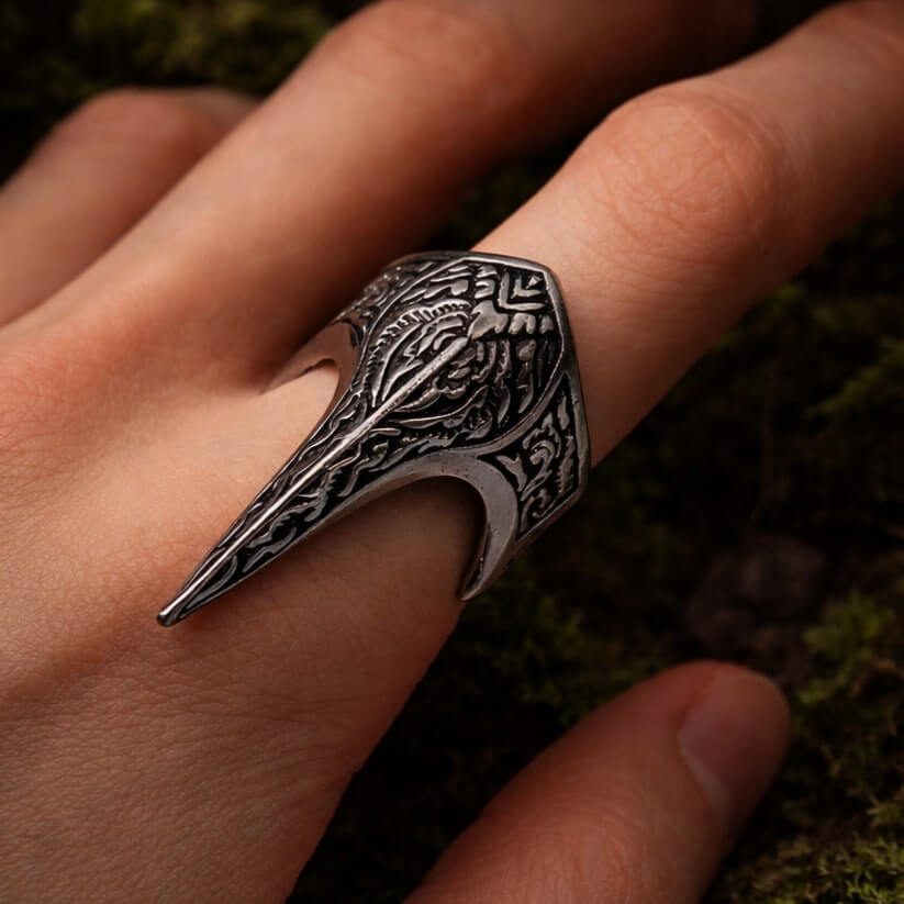 Raven Talon Viking Ring in Dark Silver Finish