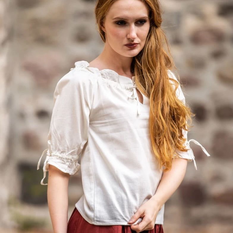 White Off-Shoulder Peasant Blouse | Lace Detailing