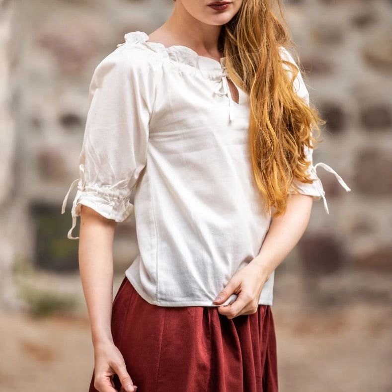 White Off-Shoulder Peasant Blouse | Lace Detailing