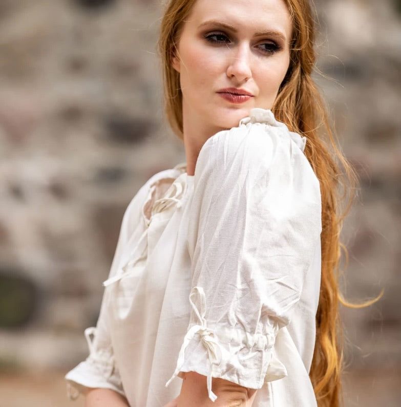White Off-Shoulder Peasant Blouse | Lace Detailing