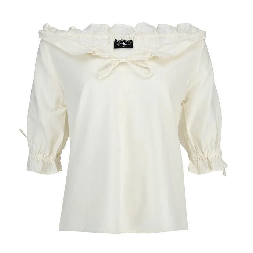 White Off-Shoulder Peasant Blouse | Lace Detailing