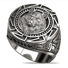 Retro Viking Wolf Head Totem Ring-2