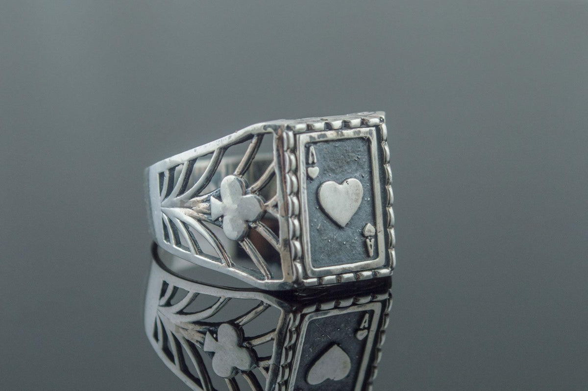 Ring with Ace Symbol Sterling Silver Handmade Jewelry-1